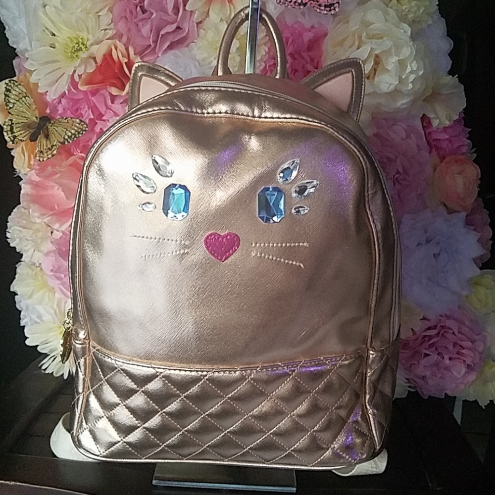 Betsey Johnson Rose Gold Kitty Backpack